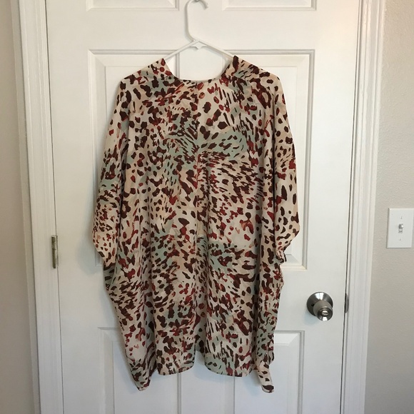 Maurices Georgette Animal Print Open Front Boho Kimono One Size - Picture 3 of 7